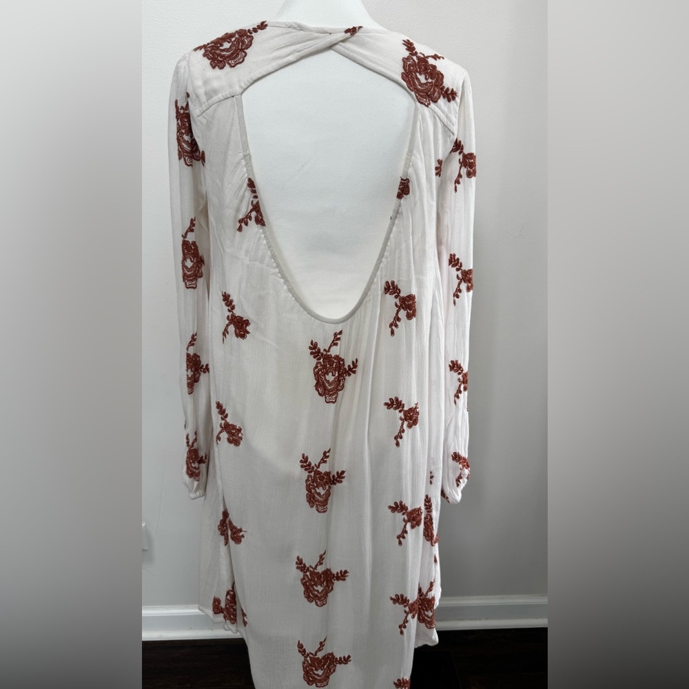 Free People Cream and Orange Floral Long Sleeve Dress - Picture 10 of 13